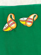 Handpainted devdas saree|green|HPDEV01