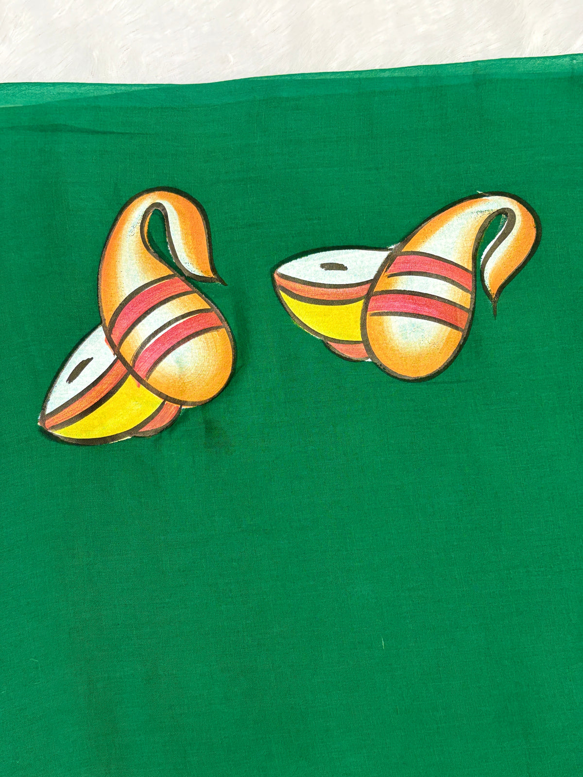 Handpainted devdas saree|green|HPDEV01