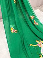Handpainted devdas saree|green|HPDEV01
