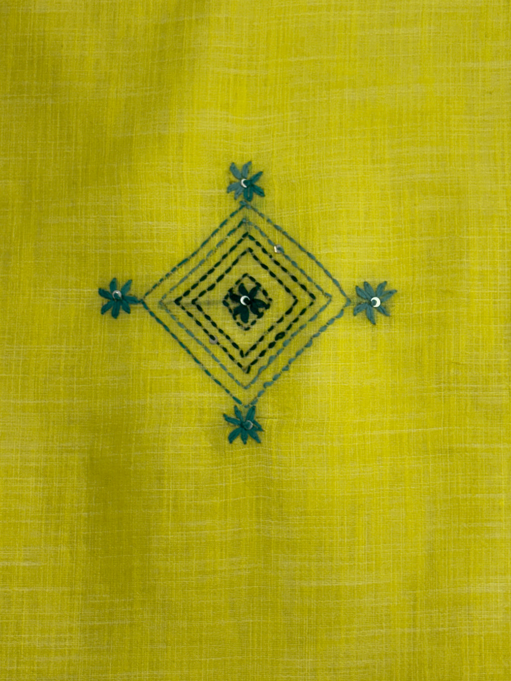 3D Tree handpainted and hardwork linen saree|yellow