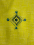 3D Tree handpainted and hardwork linen saree|yellow