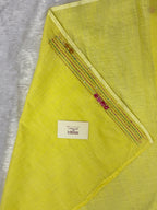3D Tree handpainted and hardwork linen saree|yellow