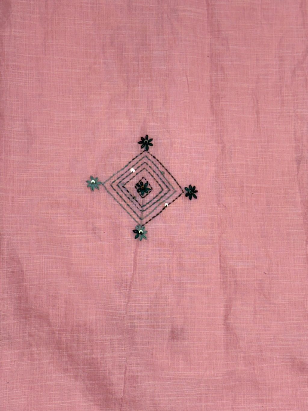 3D Tree handpainted and hardwork linen saree|Pink