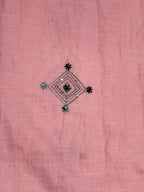 3D Tree handpainted and hardwork linen saree|Pink