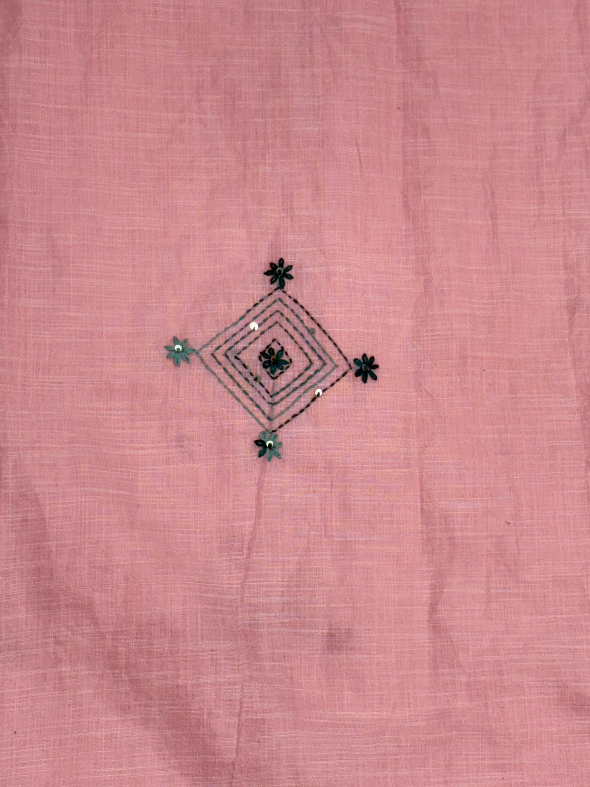 3D Tree handpainted and hardwork linen saree|Pink