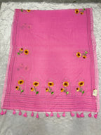 Niddle work flower saree|baby pink