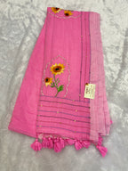 Niddle work flower saree|baby pink