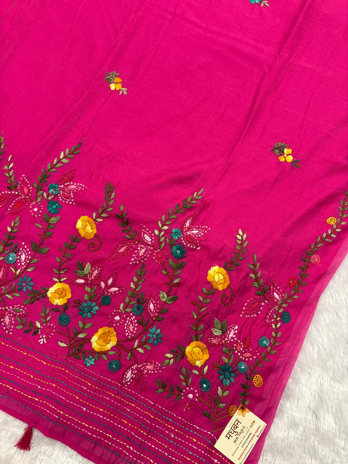 Flower garden mulchanderi saree| pink