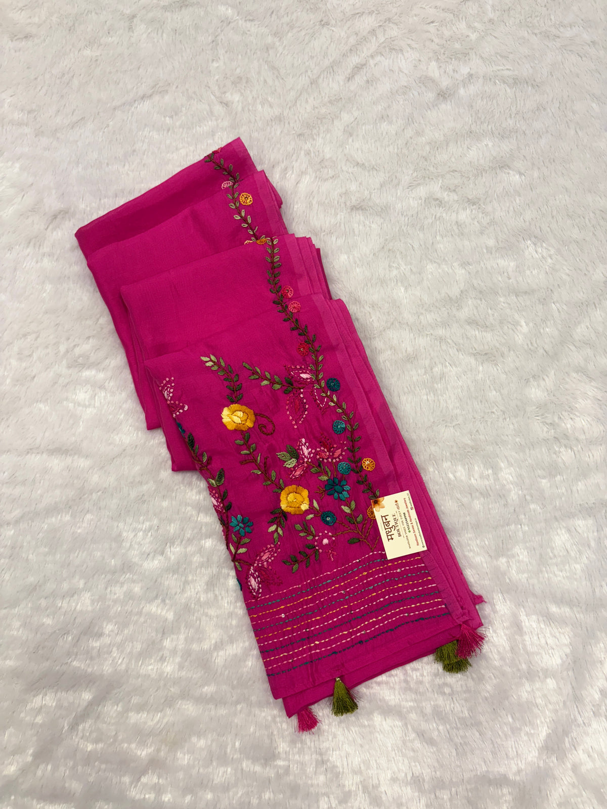 Flower garden mulchanderi saree| pink