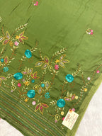 Flower garden mulchanderi saree| green