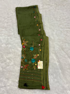 Flower garden mulchanderi saree| green