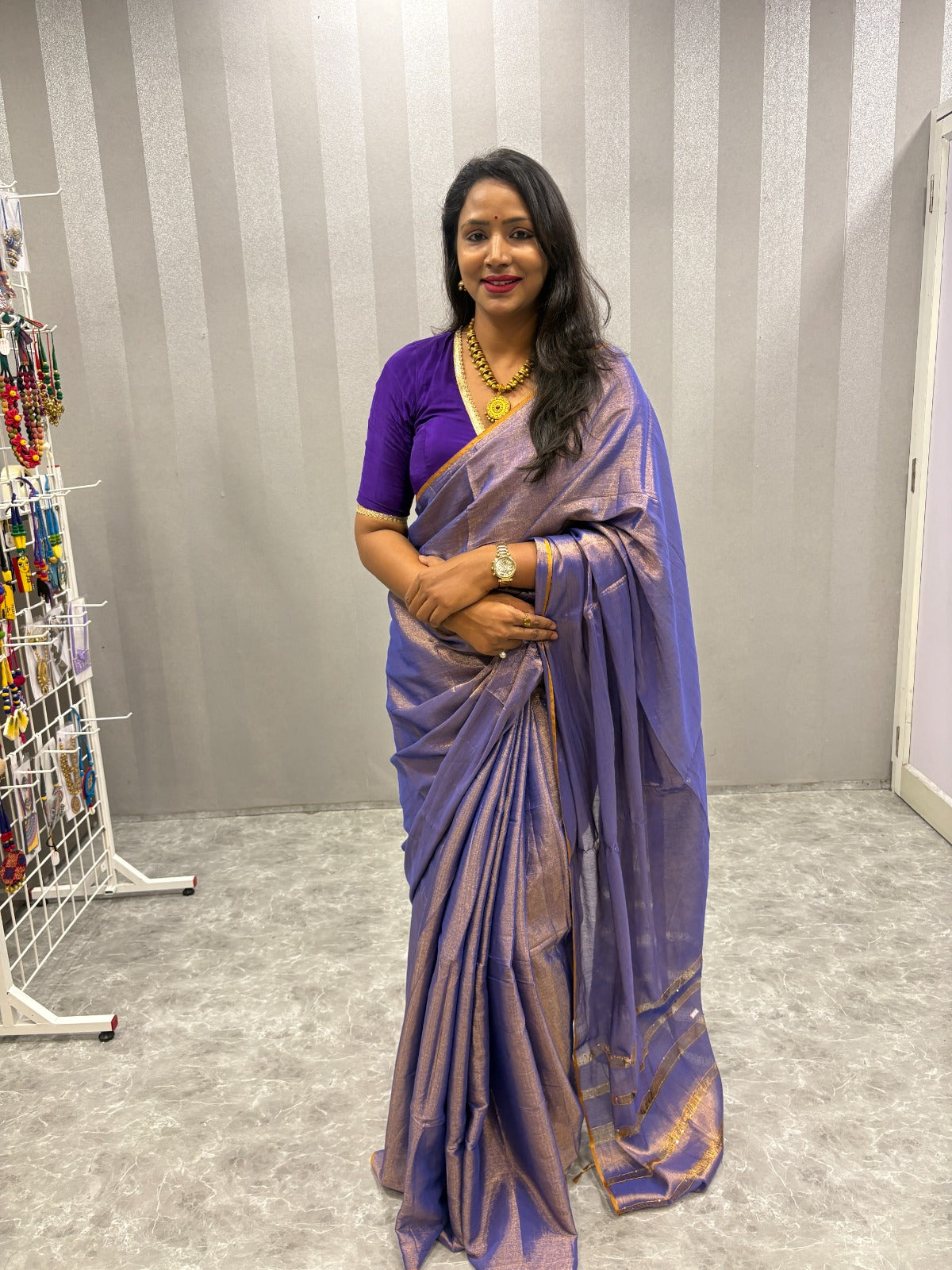 Royal Lavender Zari Elegance Saree