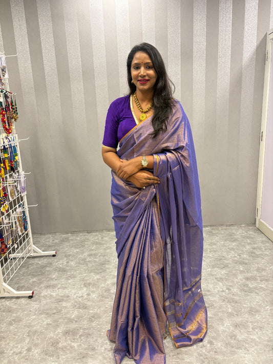 Royal Lavender Zari Elegance Saree