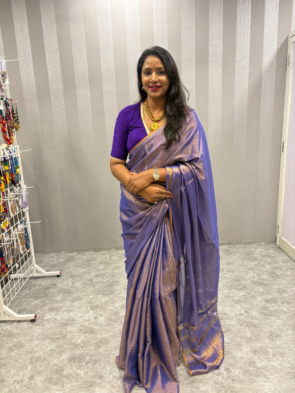 Royal Lavender Zari Elegance Saree