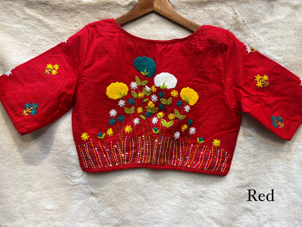 Scarlet Garden Handcrafted Embroidered Designer Blouse